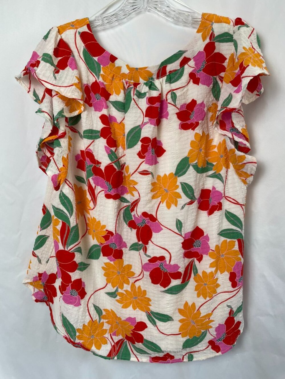 Draper James Flowy Top Vibrant Floral Pattern Flutter Sleeves Square Neck XXL - Picture 5 of 11